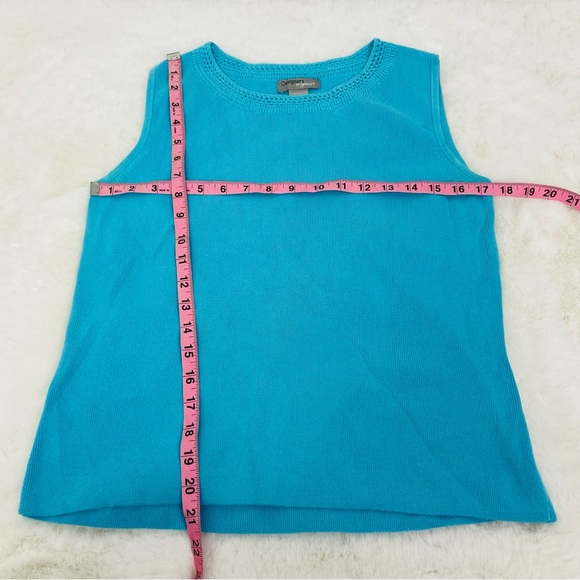 Designers Originals cotton blue Turquoise knit sleeveless blouse size medium - Picture 11 of 11